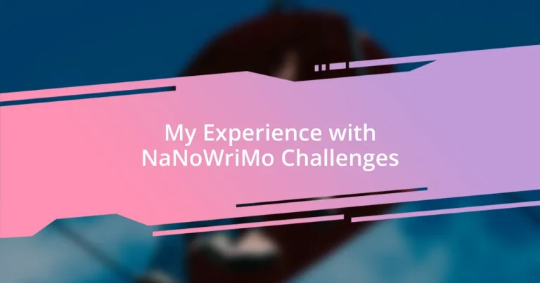 My Experience with NaNoWriMo Challenges